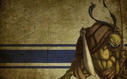 HD wallpaper featuring Raphael from the Teenage Mutant Ninja Turtles, showcasing the character in a dynamic pose against a textured background with blue stripes.