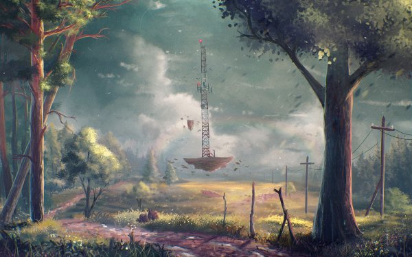 Fantasy Landscape Path Floating Island Tree HD Wallpaper | Background Image