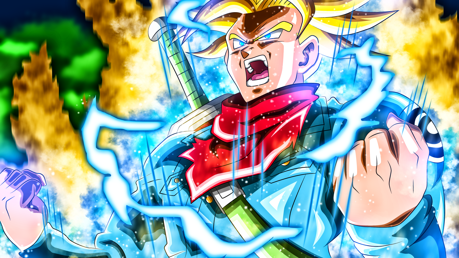 SSJ RAGE TRUNKS, dbz, HD phone wallpaper