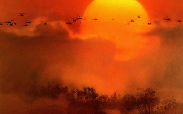 HD desktop wallpaper and background featuring a sunset and helicopters from the movie Apocalypse Now.