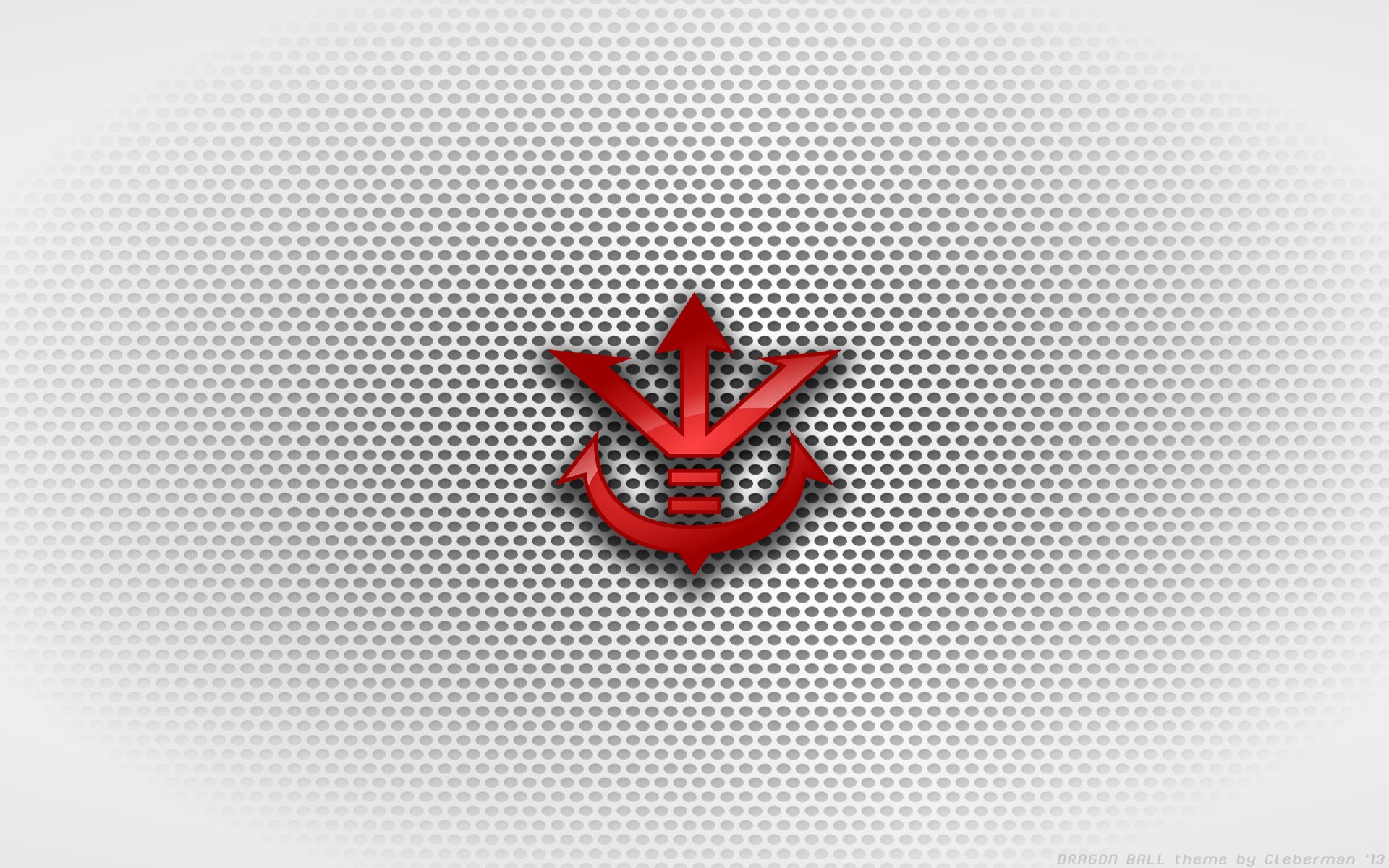 HD PC desktop wallpaper featuring a stylized red emblem on a textured white hexagonal background, inspired by the anime Dragon Ball Z.