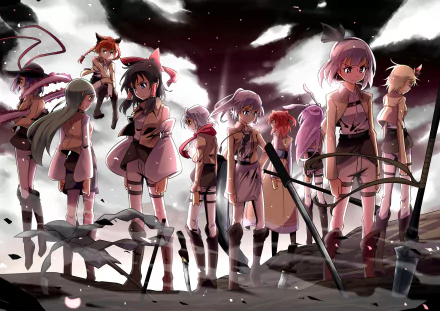 Iku Nagae Mononobe No Futo Shou Toramaru Komachi Onozuka Rin Kaenbyou Reisen Udongein Inaba Youmu Konpaku Sanae Kochiya Sakuya Izayoi Reimu Hakurei Anime crossover HD Desktop Wallpaper | Background Image