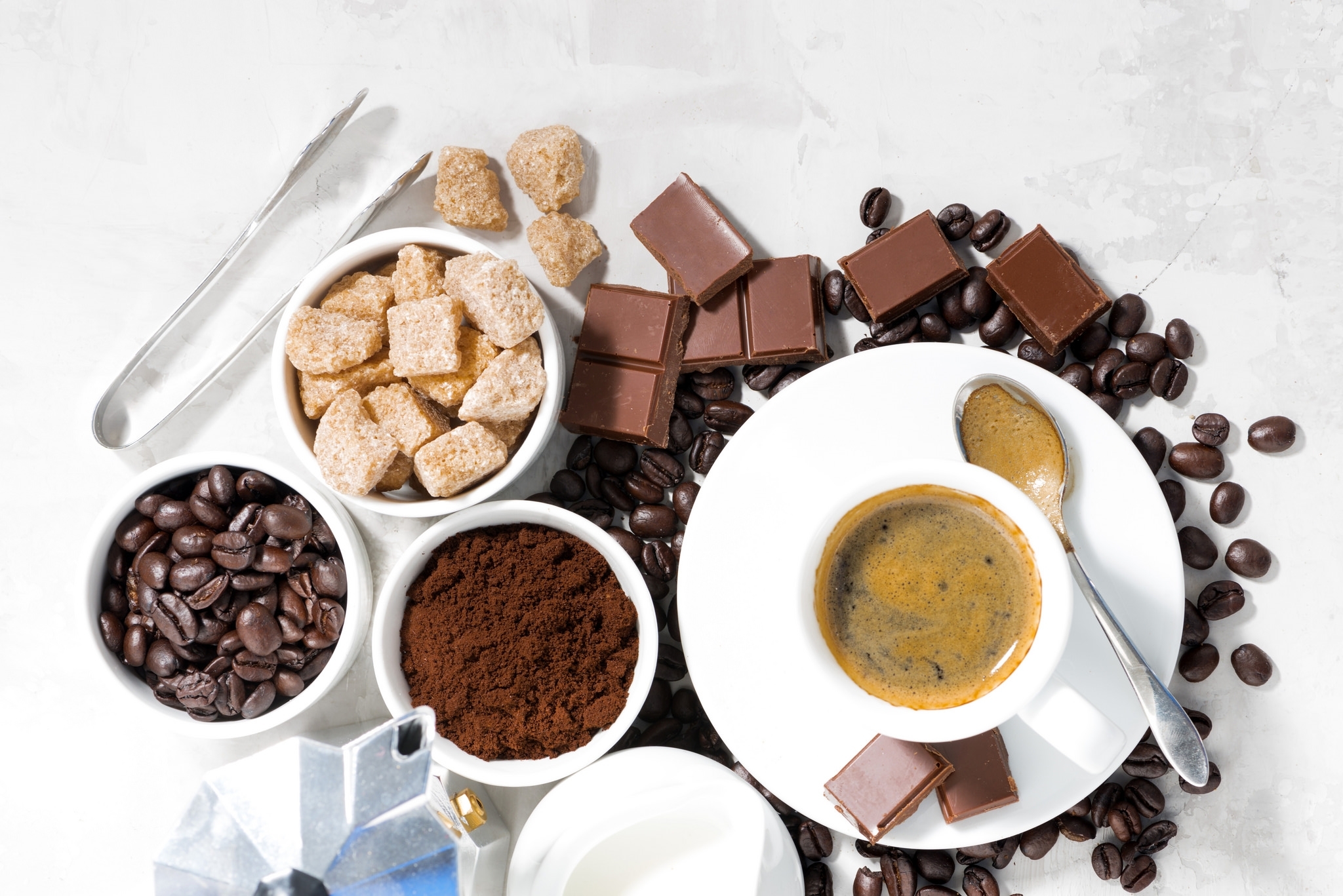 Download Coffee Beans Sugar Chocolate Cup Food Coffee HD Wallpaper