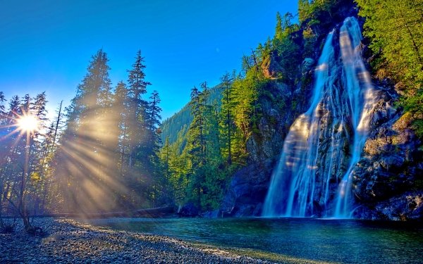 Tierra/Naturaleza Cascada Cascadas Sunshine Sol Amanecer Fondo de pantalla HD | Fondo de Escritorio