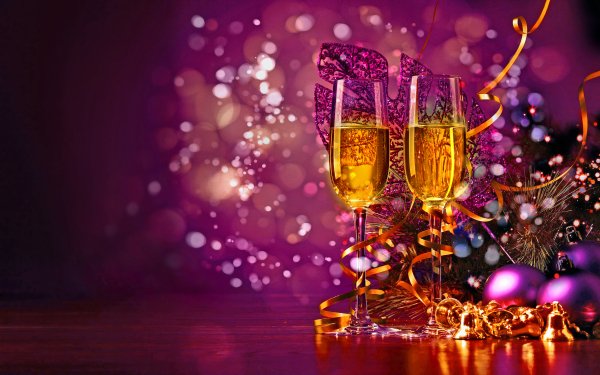 Holiday New Year Champagne Bokeh Reflection Colorful HD Wallpaper | Background Image