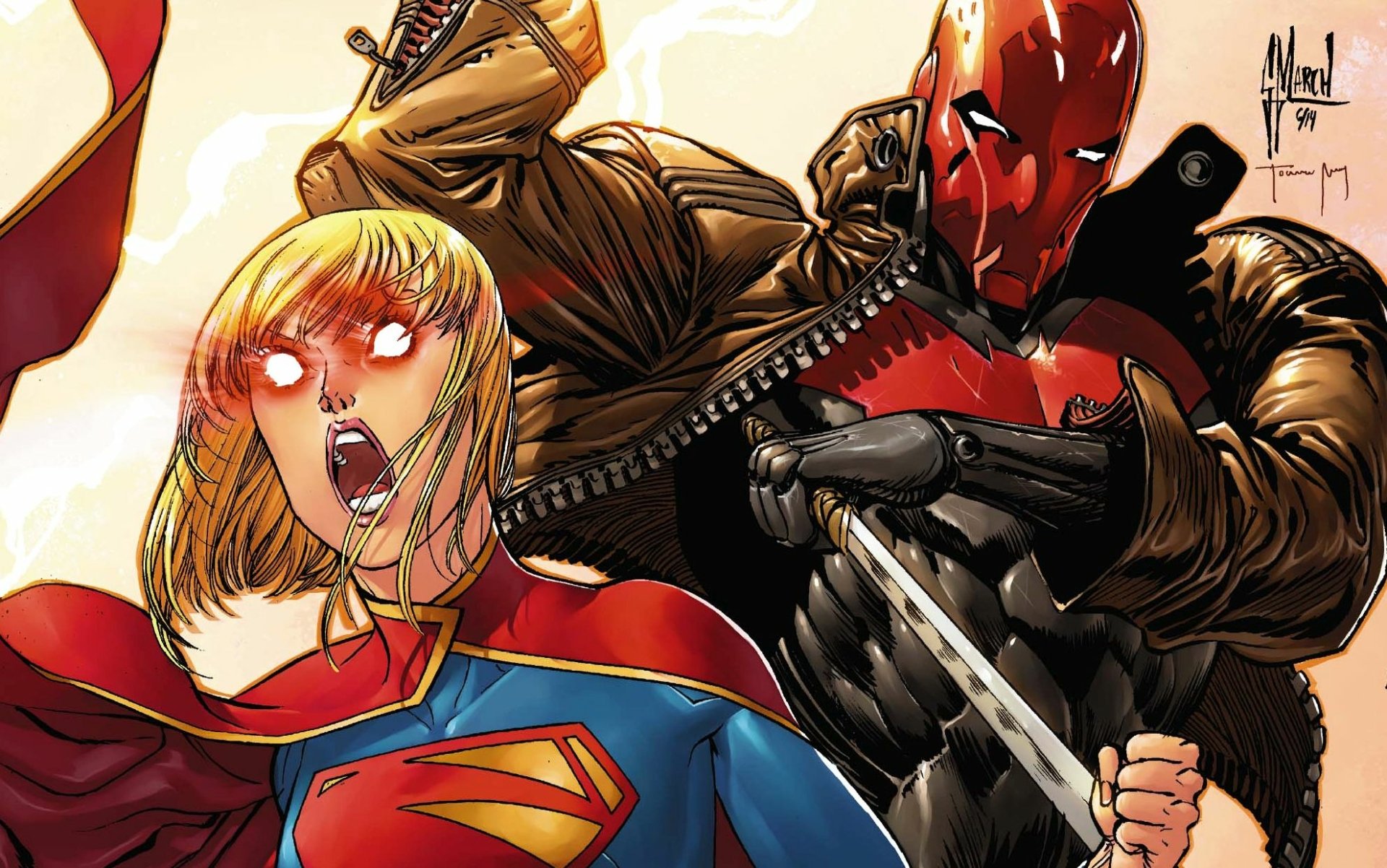 Red Hood (Jason Todd) vs Supergirl — HD Comic Wallpaper, image size:1920x1202