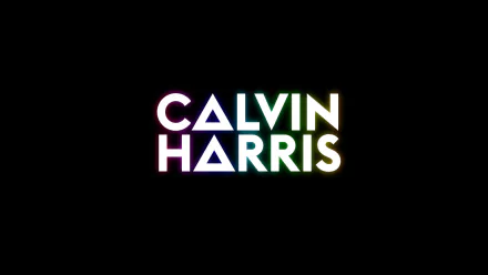 HD desktop wallpaper with Calvin Harris name in rainbow neon lights against a black background.