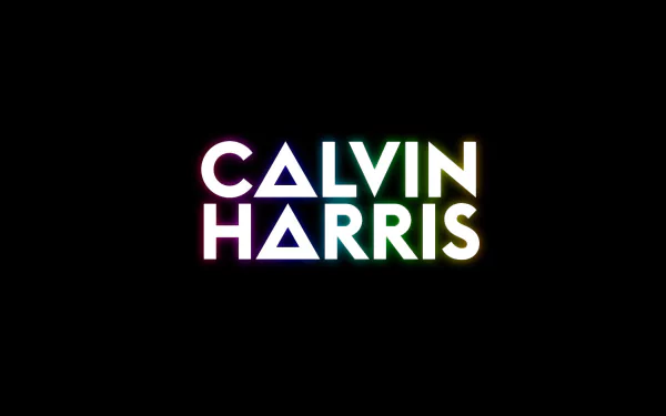 HD desktop wallpaper with Calvin Harris name in rainbow neon lights against a black background.