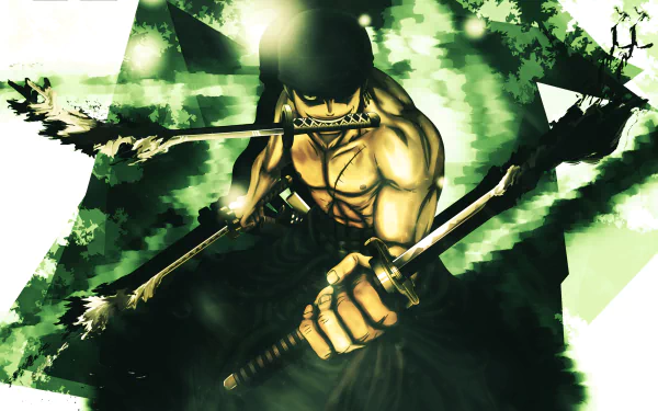 HD desktop wallpaper featuring Sanji from the anime One Piece, showcasing his intense and determined demeanor amidst a vibrant green backdrop.