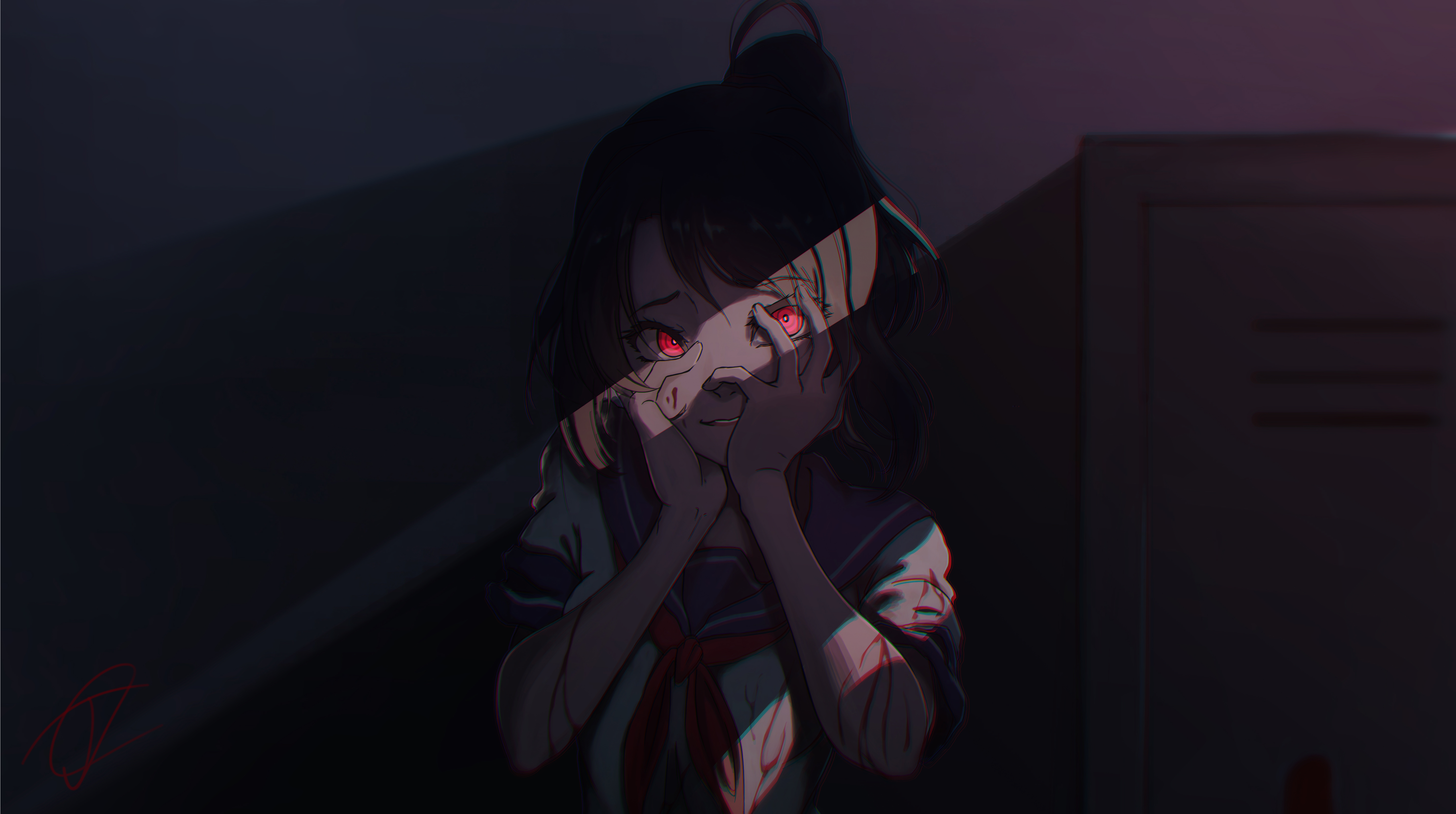 Yandere-chan in the shadows by Shyua