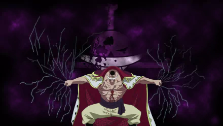 HD desktop wallpaper featuring Edward Newgate from the anime One Piece, with a dynamic background showcasing his power and signature weapon.