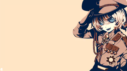 HD desktop wallpaper featuring Tanya Degurechaff from the anime Youjo Senki, with a beige background and a stylized illustration of Tanya in a military uniform.
