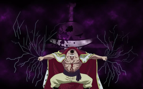 HD desktop wallpaper featuring Edward Newgate from the anime One Piece, with a dynamic background showcasing his power and signature weapon.