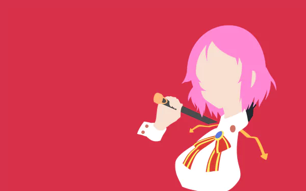 Minimalist 4K Ultra HD anime PC wallpaper of Leafa (Rika Shinozaki) from Sword Art Online: faceless pink-haired figure in a stylized school uniform on a red background.