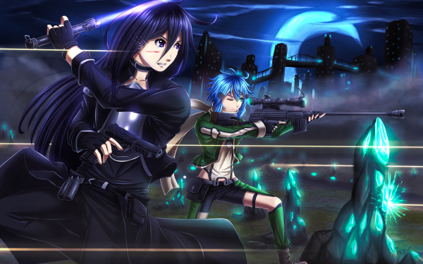 Anime Sword Art Online II Sword Art Online Kirito Kazuto Kirigaya Sinon Shino Asada HD Wallpaper | Background Image