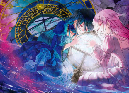 Alice Baskerville braid zodiac water dress red eyes blue hair pink hair long hair Anime Pandora Hearts HD Desktop Wallpaper | Background Image