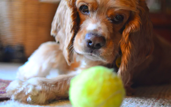muzzle tennis ball face dog Animal cocker spaniel HD Desktop Wallpaper | Background Image