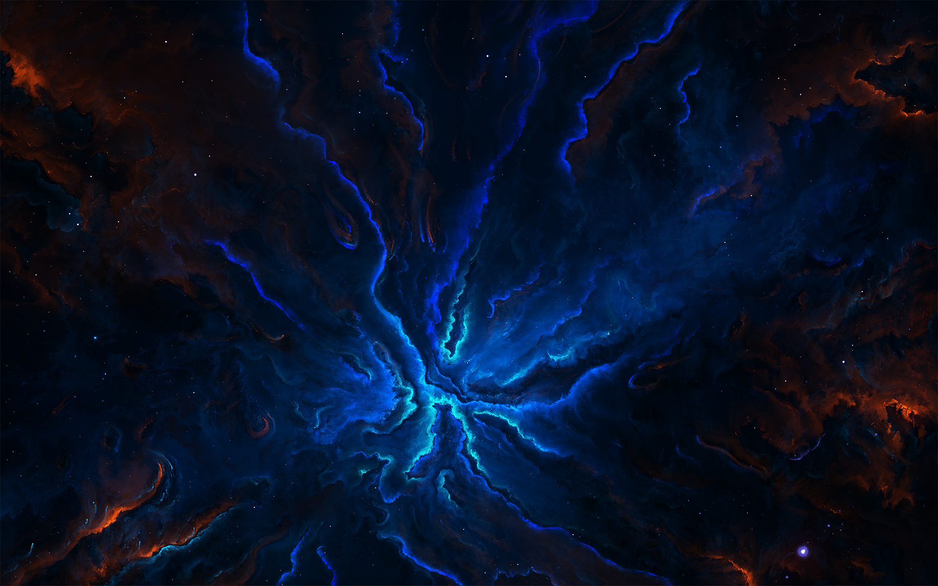 A stunning HD desktop wallpaper featuring a blue nebula in space, set against a Sci-Fi backdrop with vibrant colors and intricate details.