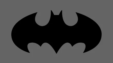 HD PC desktop wallpaper featuring the iconic black Batman logo on a dark gray background, representing DC Comics' legendary superhero.