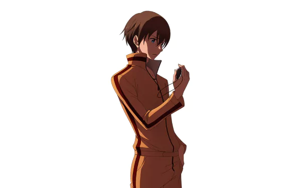 HD PC wallpaper featuring Kensuke Hanasaki from the anime Trickster: Edogawa Ranpo Shounen Tanteidan, depicted in a brown and orange outfit with a confident pose.