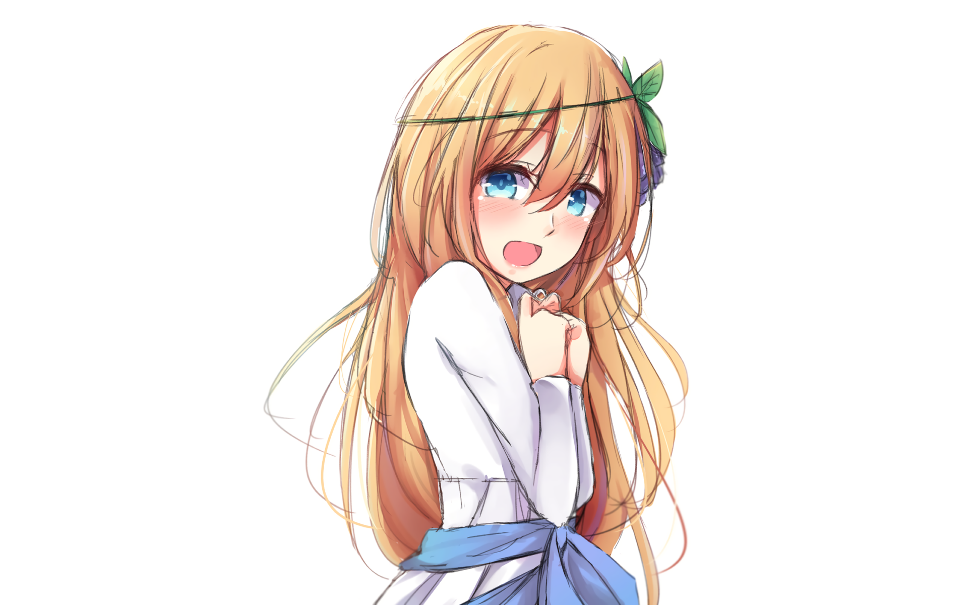 HD PC desktop wallpaper featuring Iris from the anime KonoSuba - God’s blessing on this wonderful world!! in a soft, expressive pose with flowing blonde hair.