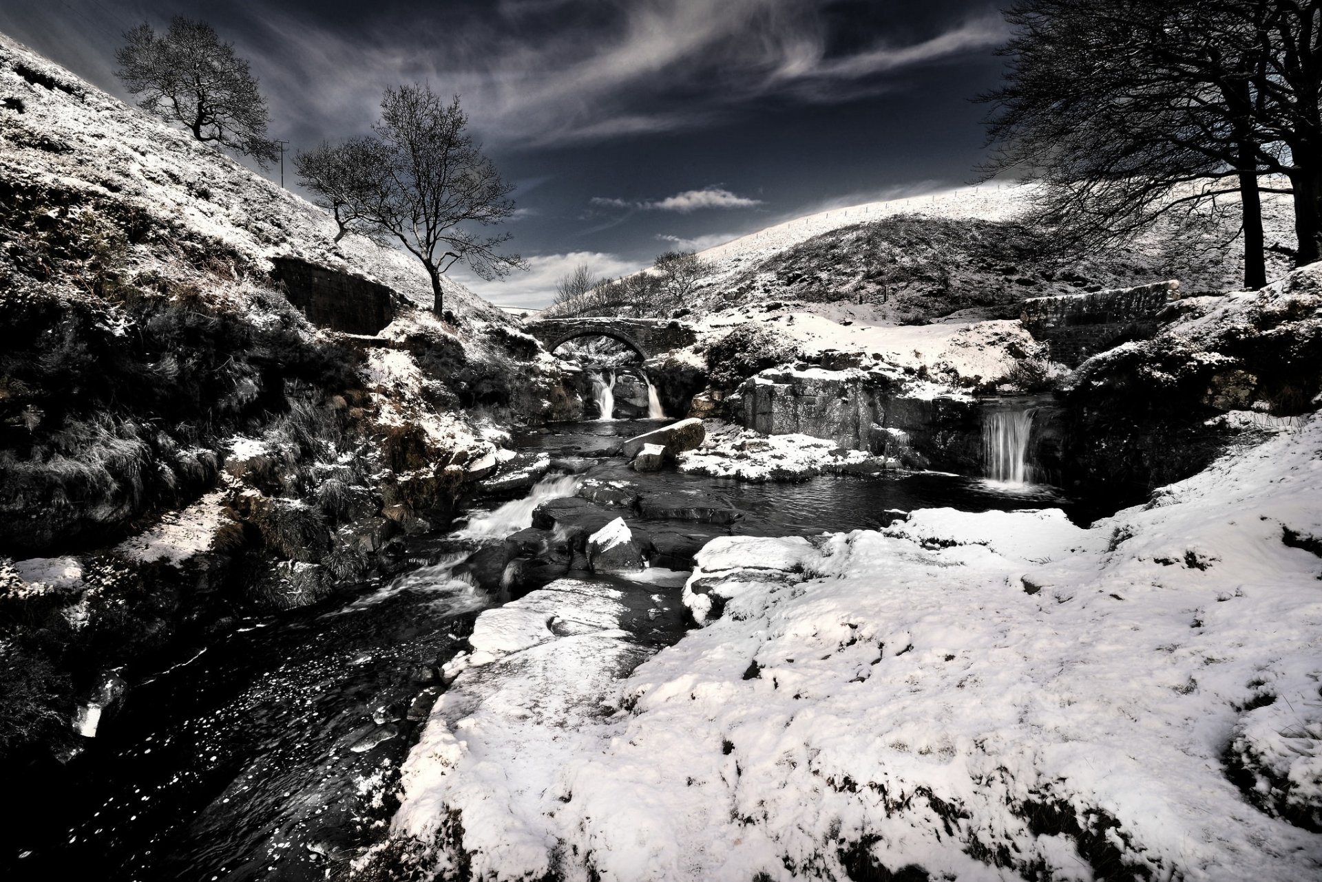 Download Waterfall Snow Winter Nature River  HD Wallpaper