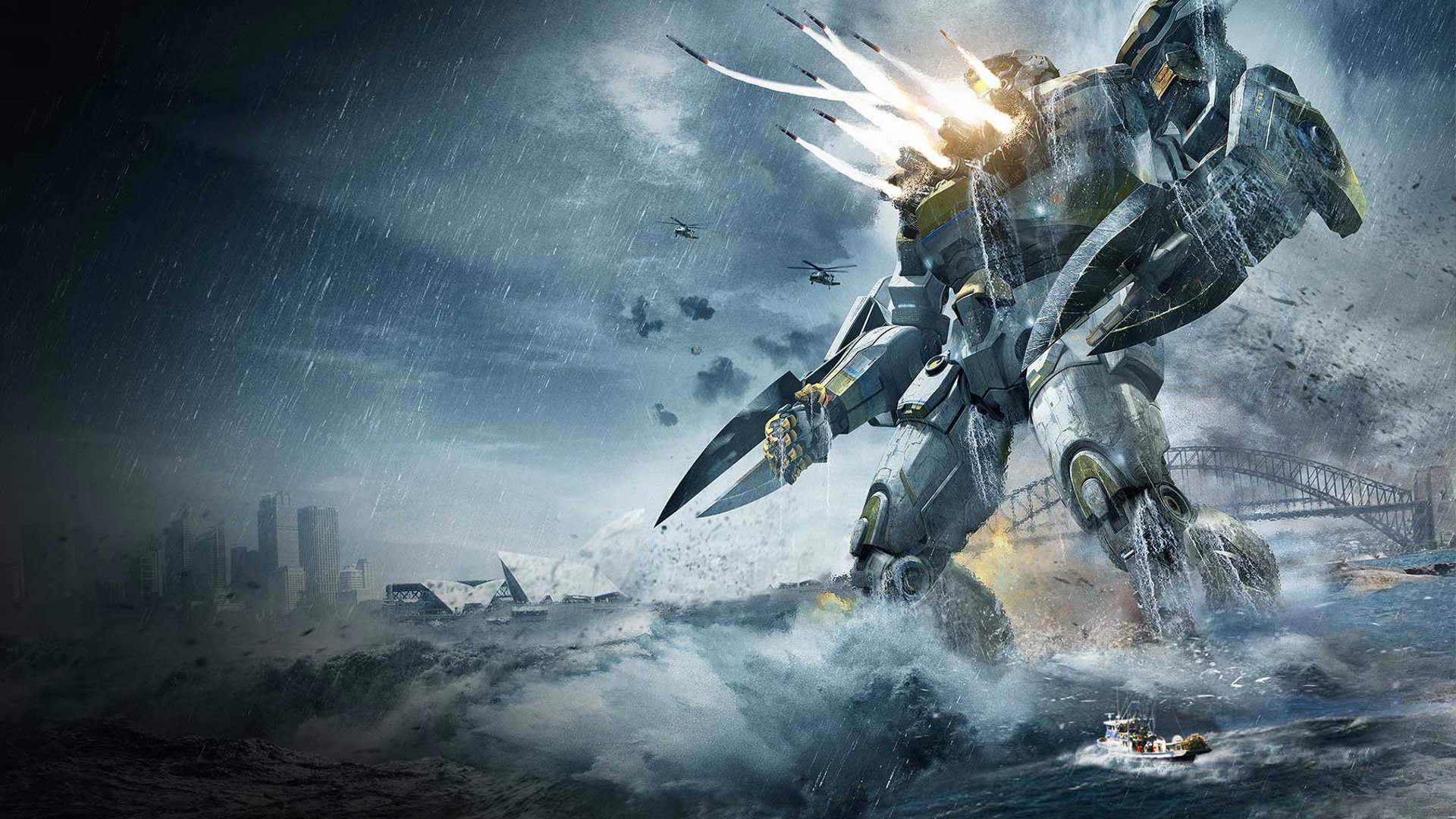 Epic Pacific Rim HD Wallpaper: Titans Clash in a Stormy Battle ...