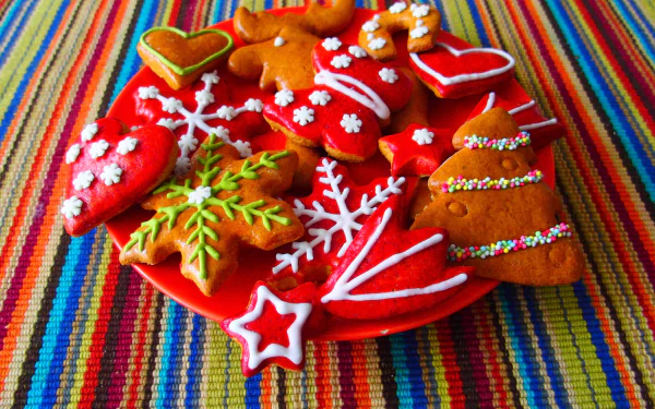 Christmas colorful food cookie colorful Christmas HD Desktop Wallpaper | Background Image
