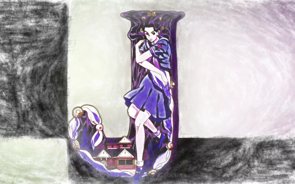 HD PC desktop wallpaper featuring Yukako Yamagishi from the anime JoJo's Bizarre Adventure, styled within a bold, artistic J design with contrasting dark and light backgrounds.