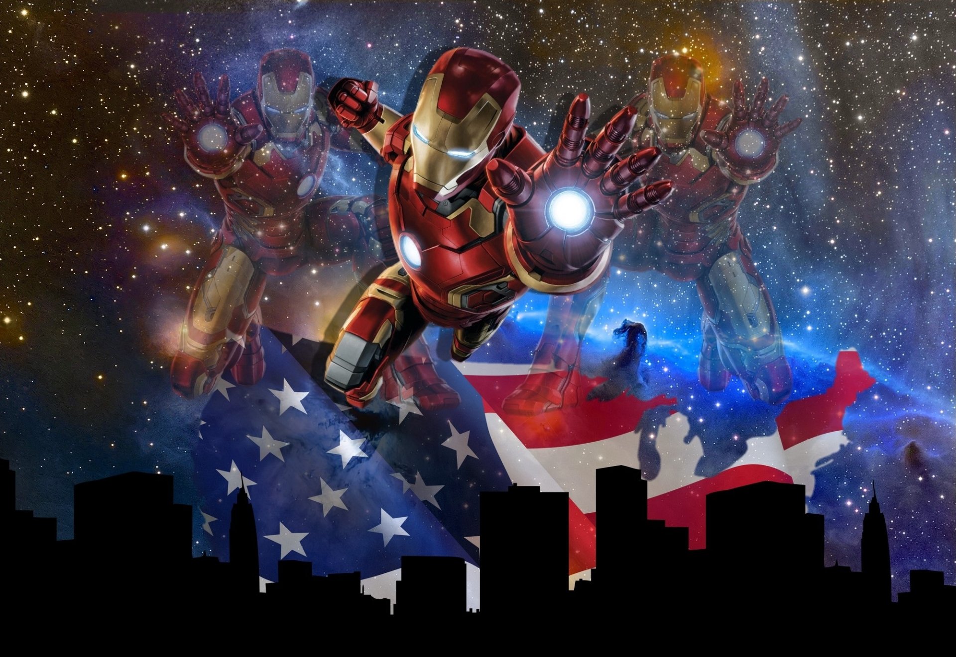 Download Superhero American Flag Comic Iron Man HD Wallpaper