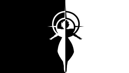 A high-definition black and white desktop wallpaper featuring Zamasu from Dragon Ball Super, showcasing a striking silhouette with arms outstretched against a contrasting background.