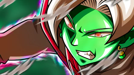 HD anime wallpaper featuring Zamasu from Dragon Ball Super with intense expression and dynamic action pose against a vibrant background.