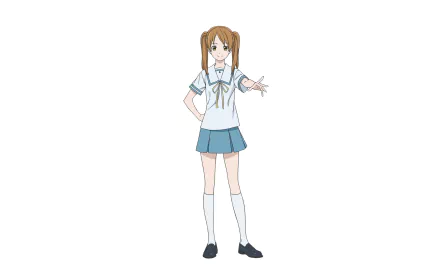 Mirai Minami from Sakurada Reset, anime girl in school uniform with an outstretched hand, centered on a clean HD PC desktop wallpaper background.