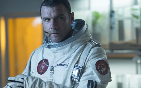 HD desktop wallpaper featuring an astronaut from the movie The Last Days On Mars, set in a sci-fi environment with detailed space suit and intense expression.