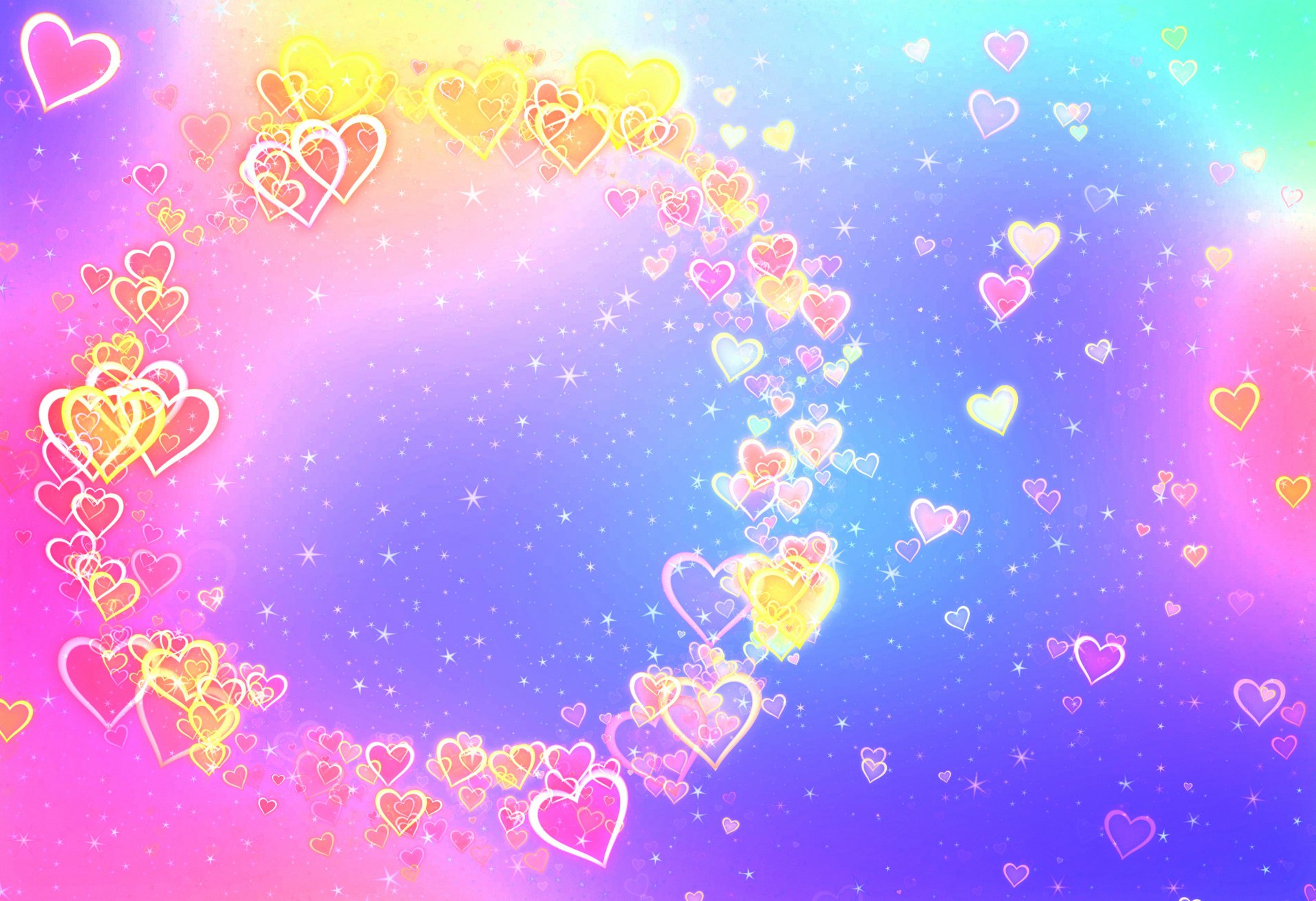 Download Yellow Pink Blue Star Circle Artistic Heart HD Wallpaper