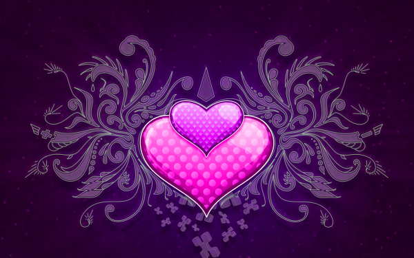 Artistic Heart Purple Pink Design HD Wallpaper | Background Image