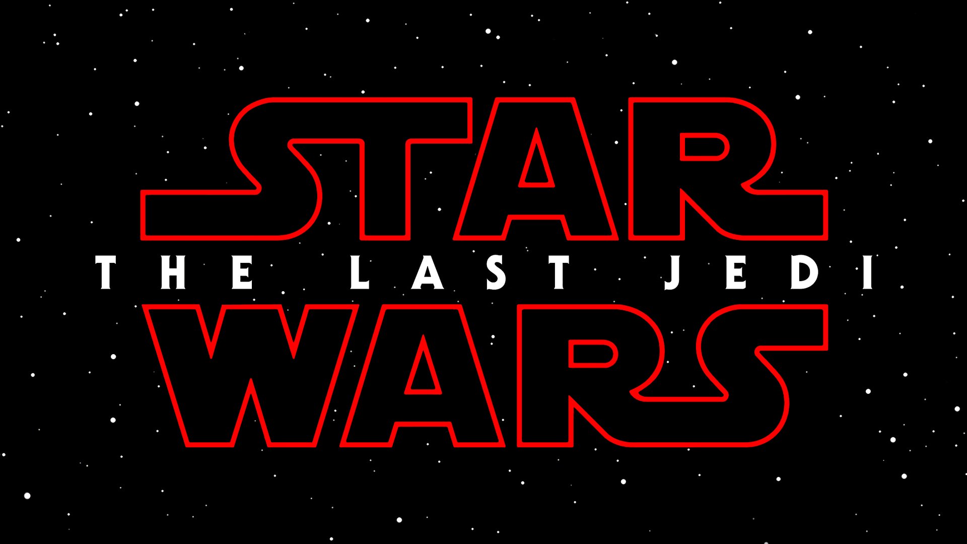 HD desktop wallpaper featuring the Star Wars: The Last Jedi logo with a starry background.