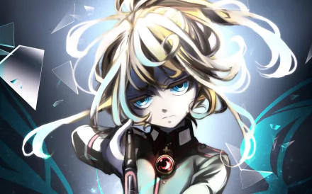 HD desktop wallpaper featuring Tanya Degurechaff from the anime Youjo Senki, showing her intense gaze and intricate hairstyle against a dynamic background.