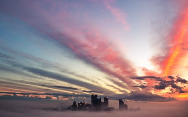Man Made Pittsburgh Cities United States City Fog USA Cloud Building Skyscraper HD Wallpaper | Background Image