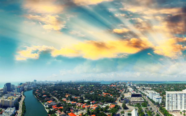  Aerial View of Miami Coastline