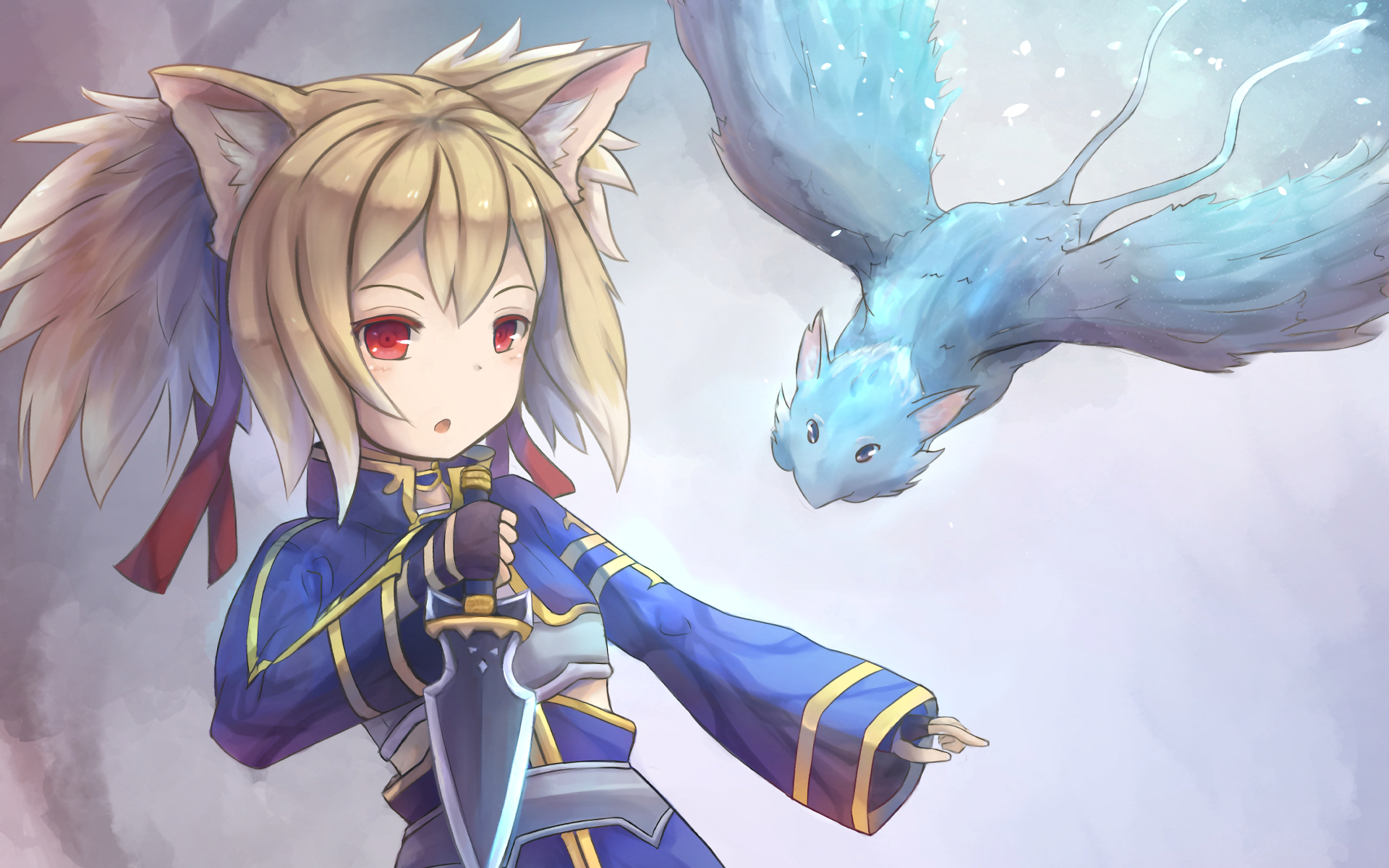 HD PC wallpaper featuring Silica (Keiko Ayano) from Sword Art Online with her dragon companion Pina in an anime-style artwork.