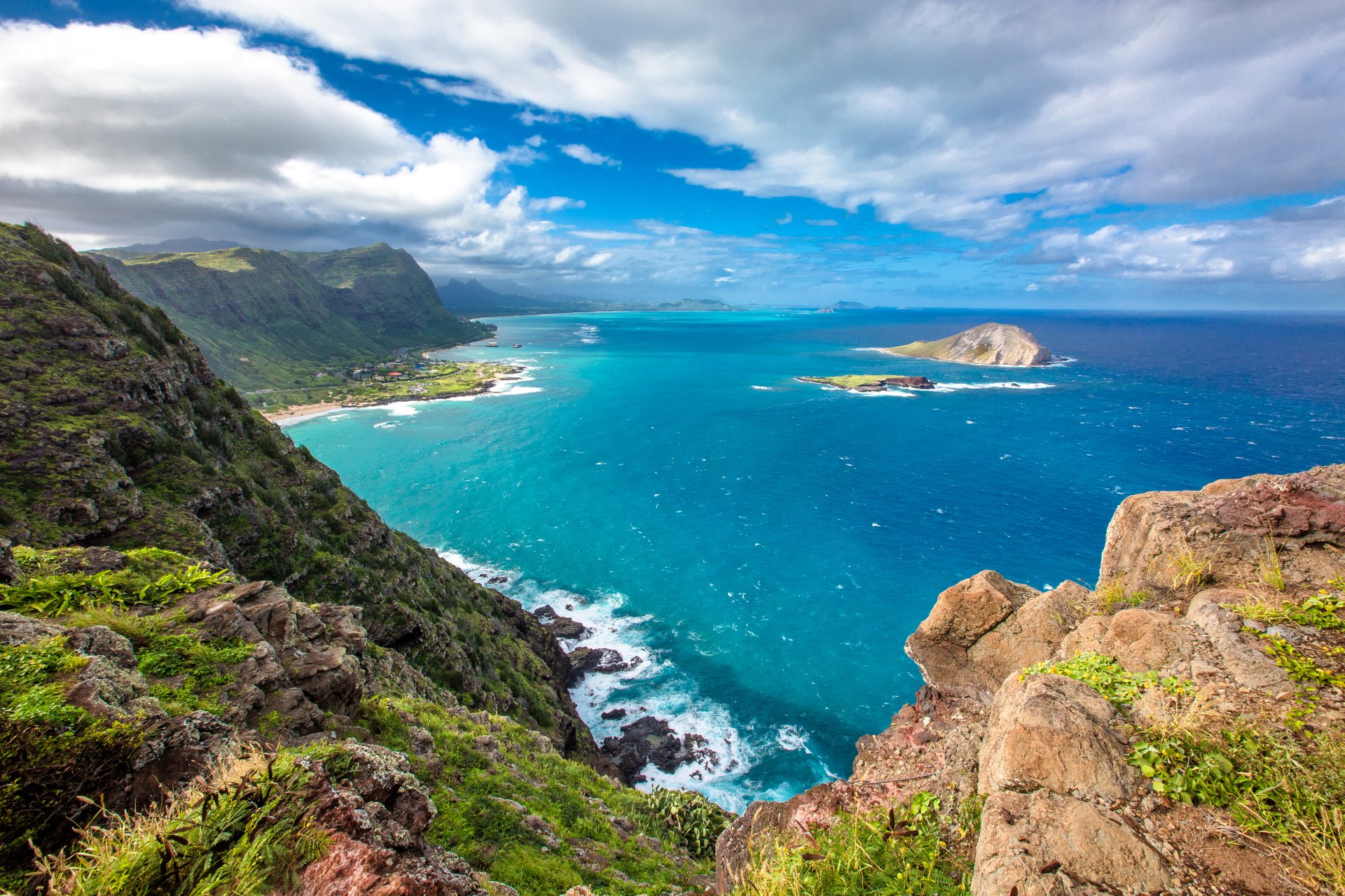 Download Horizon Hawaii Sea Ocean Mountain Nature Coastline 4k Ultra HD Wallpaper