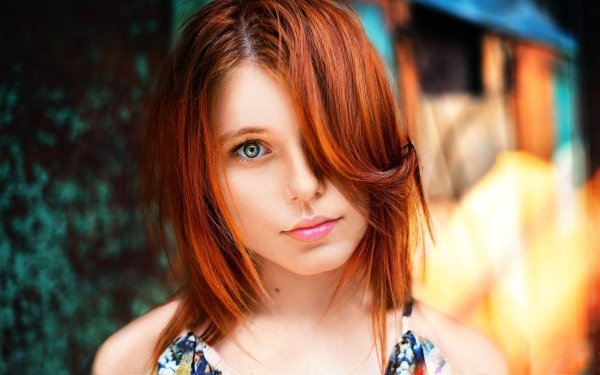 Women Face Model Redhead Green Eyes Blur HD Wallpaper | Background Image
