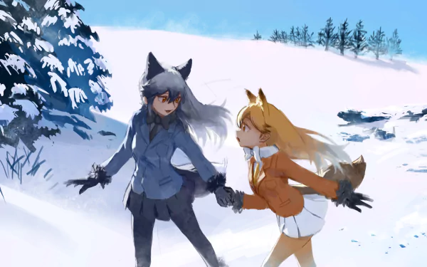 Silver Fox (Kemono Friends) Ezo Red Fox (Kemono Friends) Anime Kemono Friends HD Desktop Wallpaper | Background Image