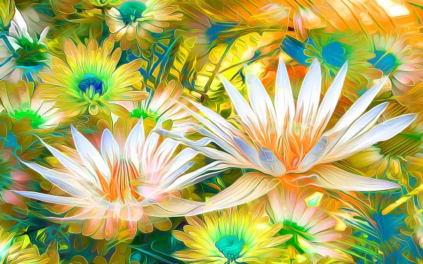 Artistic Painting Water Lily Colors Colorful HD Wallpaper | Background Image