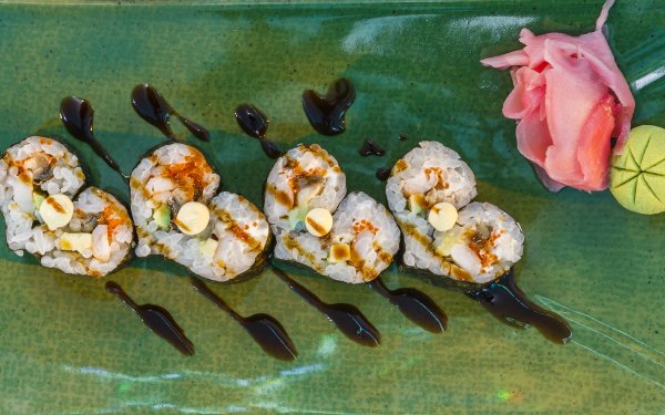 Food Sushi Fish Heart-Shaped Seafood Rice HD Wallpaper | Background Image