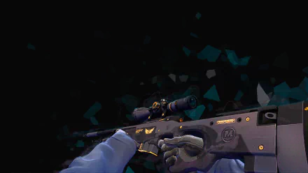 HD desktop wallpaper featuring a detailed close-up of a sniper rifle from the video game Counter-Strike: Global Offensive, set against a dark background with geometric fragments.