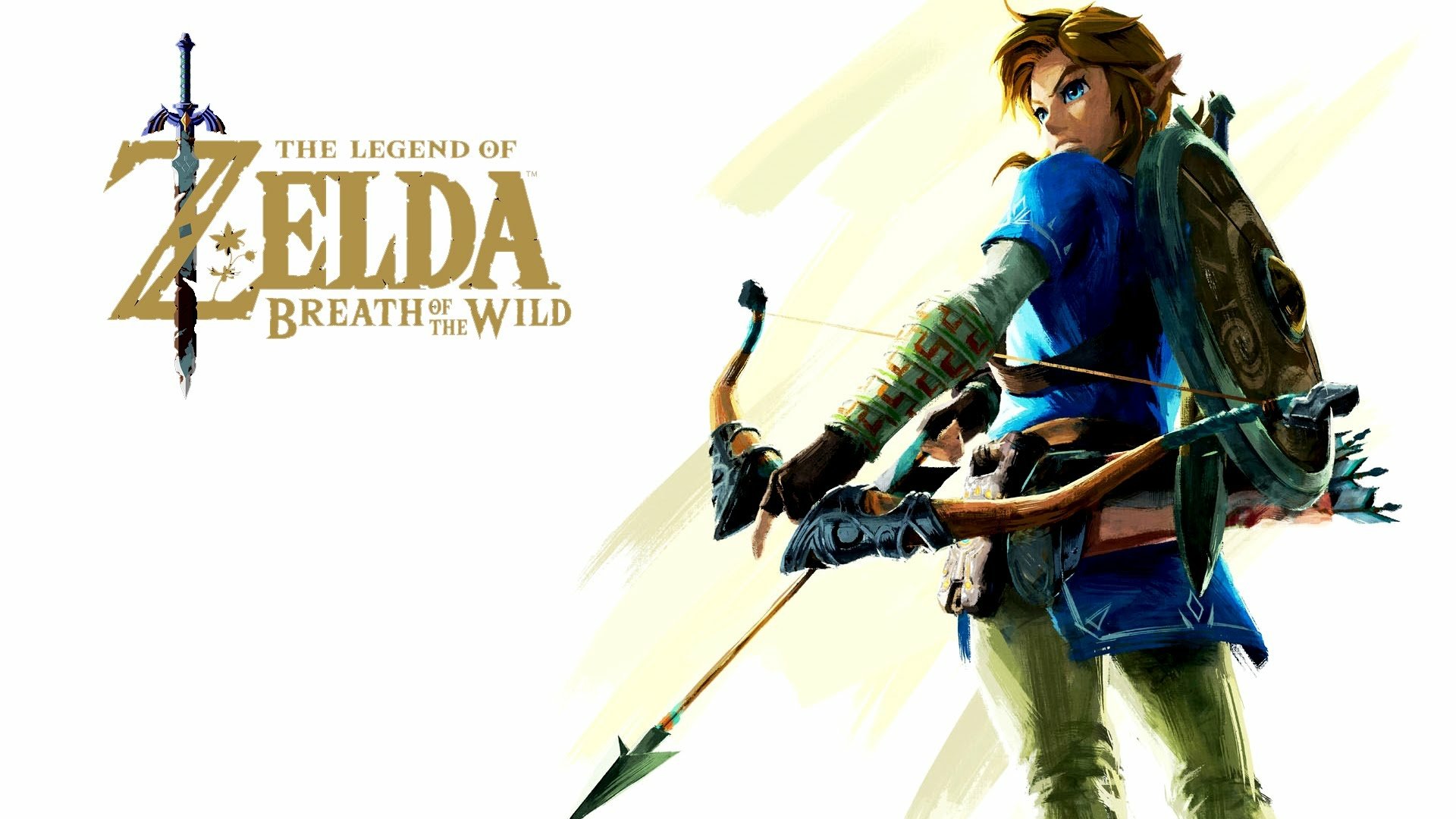 HD desktop wallpaper of The Legend of Zelda: Breath of the Wild featuring the protagonist with a bow.