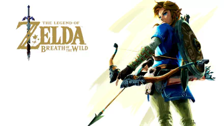 HD desktop wallpaper of The Legend of Zelda: Breath of the Wild featuring the protagonist with a bow.