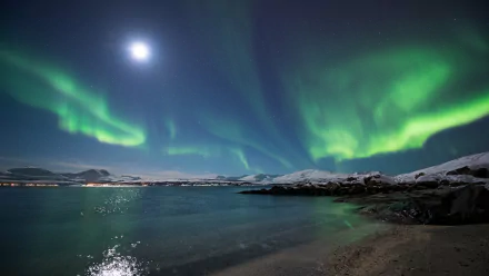 lake nature aurora australis light sky arctic night aurora borealis HD Desktop Wallpaper | Background Image